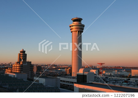 Haneda Airport control tower in the evening 122207196