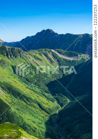 從三俁蓮華山頂看到的水照六山、北阿爾卑斯山雙六、三俁山蓮華山 122207253