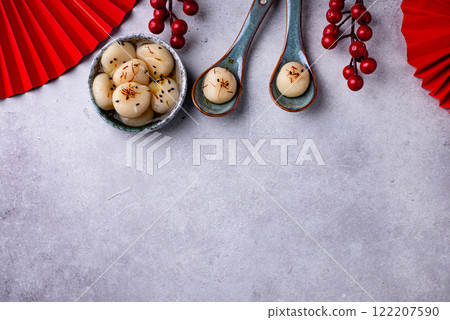 Tang yuan rice dumpling balls for Chinese lunar New year celebration 122207590