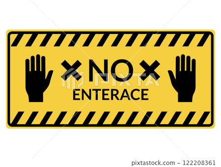 Danger warning board icon. Caution and dangerous area. Yellow sign for safety, hazard shock. Keep out caution warning and risk zone. Vector cartoon illustration 122208361