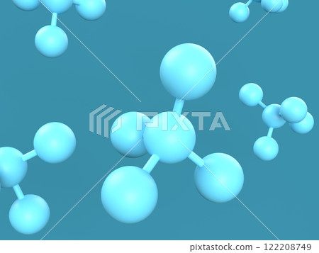3D illustration of a molecular model with elements bonded together 3D illustration of a molecular model with elements bonded together 122208749