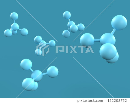 3D illustration of a molecular model with elements bonded together 3D illustration of a molecular model with elements bonded together 122208752
