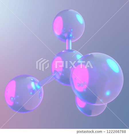 3D illustration of a molecular model with elements bonded together 3D illustration of a molecular model with elements bonded together 122208788