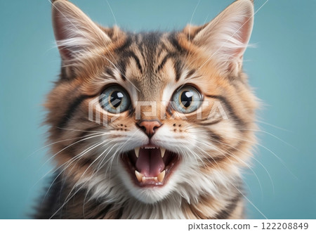 portrait of a scared cat with wide open eyes 122208849
