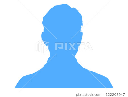 Silhouette of a Japanese businessman's ID photo Bust-up of a man in a blue suit (white background) 122208947
