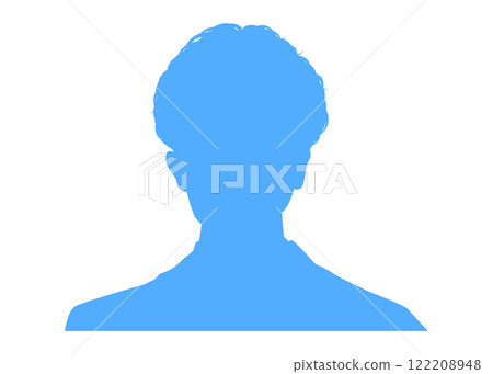 學生男性證件照剪影藍色肖像風格半身像白色背景素材 122208948