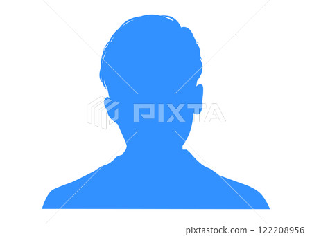 日本商人證件照藍色剪影正面半身像向量素材 122208956