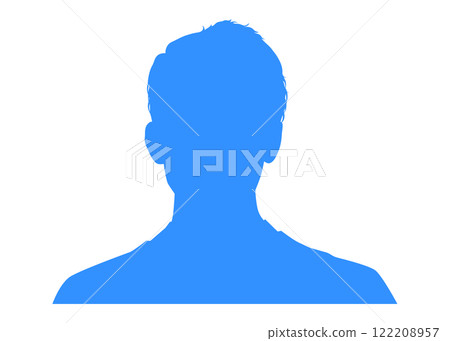 日本男子證件照片剪影藍色半身像插圖（白色背景，圖示素材） 122208957