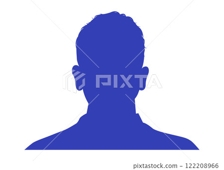 一名面朝前方的男子的藍色輪廓 122208966