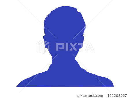 男人的藍色輪廓，正面半身像插圖（用於個人資料/圖標） 122208967