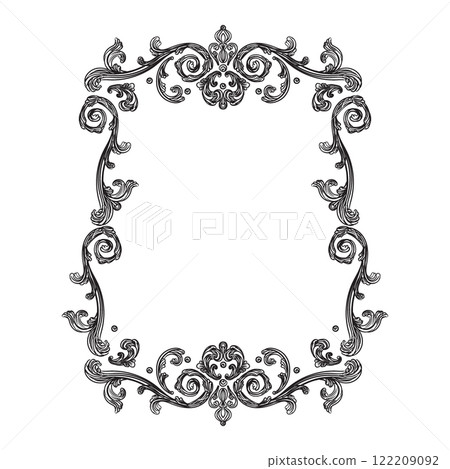 Beautiful hand drawing baroque frame vector illustration 122209092