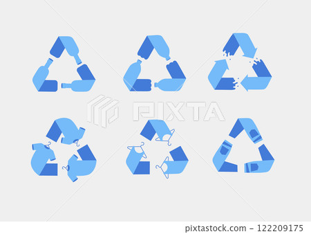 Recycling symbol types blue 122209175