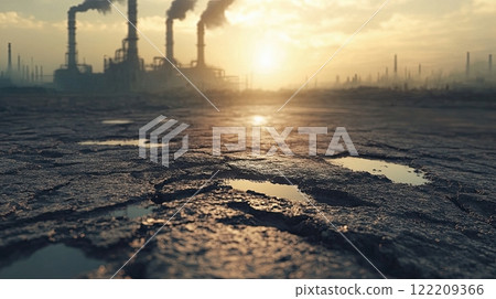 Carbon emissions and global warming. Environmental problem with diesel and fossil fuels 122209366