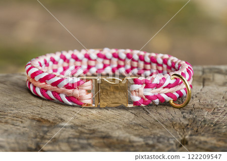 pink braided dog collar 122209547