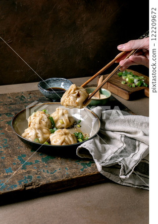Asian steamed dumplings 122209672