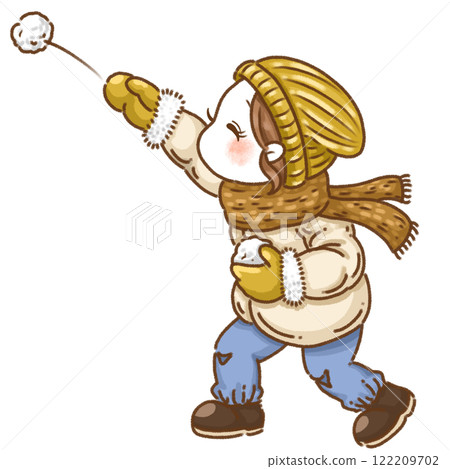 享受打雪仗的女孩 122209702