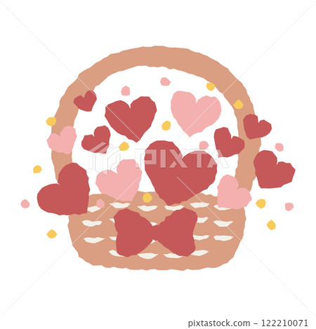 Rough illustration of a heart-shaped flower basket 122210071
