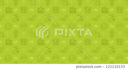 Easter hand drawn monochrome doodle seamless pattern 122210133