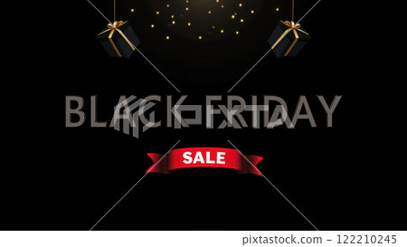 Black Friday Sale Extravaganza: Gift Boxes and Confetti Celebration. Festive Shopping Event with Colorful Ribbons and Glittering Promotional Display. Black Friday Sale Extravaganza: Gift Boxes and Confetti Celebration. Festive Shopping Event with Colorful Ribbons and Glittering Promotional Display. 122210245