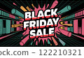 Black Friday Sale Text Illuminates Dark Background for Shopping Extravaganza. Neon Promotional Banner Announces Massive Discounts and Holiday Deals for Retail Therapy. 122210321