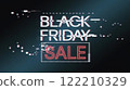 Black Friday Sale Text Illuminates Dark Background for Shopping Extravaganza. Neon Promotional Banner Announces Massive Discounts and Holiday Deals for Retail Therapy. 122210329