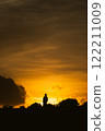 A figure reflected against the setting sun 122211009