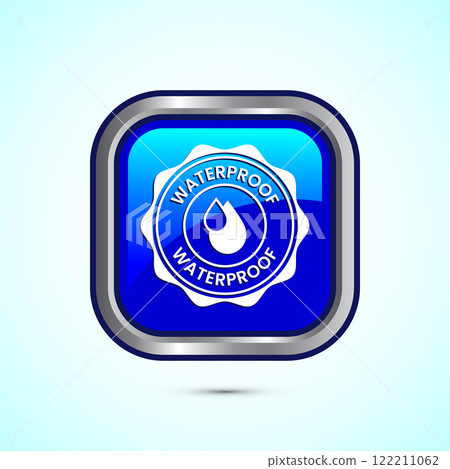 Waterproof icon design illustration, water resistant signs, liquid proof protection. Button design 122211062