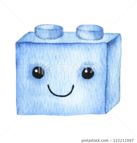 cute illustration for children, toy brick block. toy for boys, watercolor clip art. 122211087