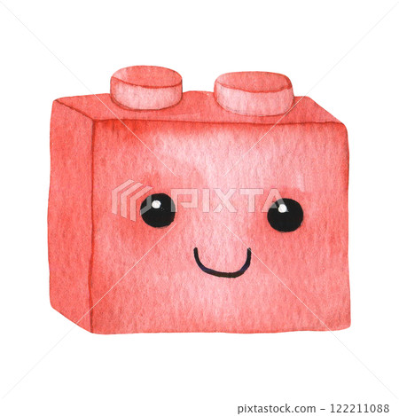 cute illustration for children, toy brick block. toy for boys, watercolor clip art. 122211088