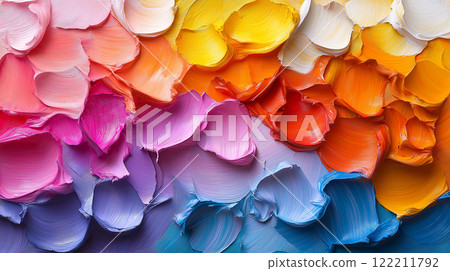 Vibrant colors blend beautifully in this abstract paint texture 122211792