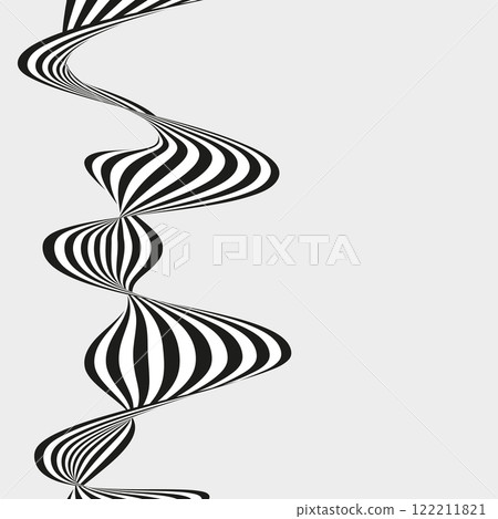Abstract background of black and white stripes vertically twisted on a white background 122211821