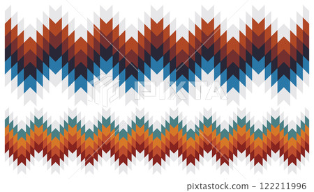 Southwestern Navajo geometric striped seamless border. Colorful Aztec shape endless frame swatch. Ethnic border for design, web, frames, textile, etc. Southwestern Navajo geometric striped seamless border. Colorful Aztec shape endless frame swatch. Ethnic border for design, web, frames, textile, etc. 122211996