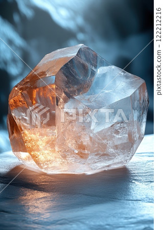 Stunning translucent crystal glows with orange hues amidst a serene background, showcasing nature's beauty and mineral formation in this captivating natural wonder Stunning translucent crystal glows with orange hues amidst a serene background, showcasing nature's beauty and mineral formation in this captivating natural wonder 122212216