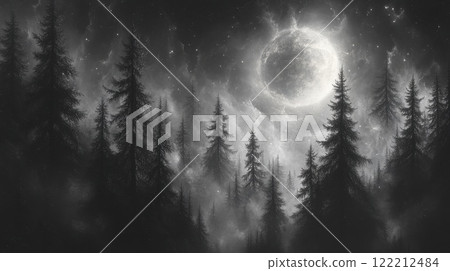 Detailed artistic rendering of a native warriors profile with intricate feather headdress and skeletal structure set against a dark background 122212484