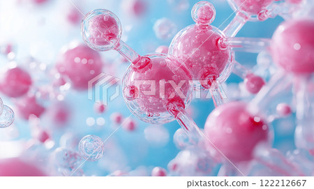 Molecular structures in pink hues create... - Stock Illustration ...