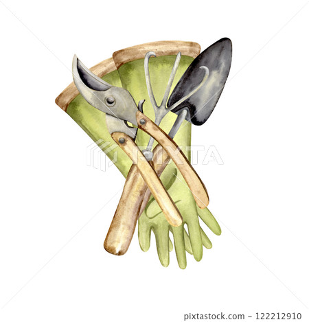 Watercolor illustration of gardening tools Watercolor illustration of gardening tools 122212910