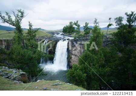 Orkhon waterfall view. Orkhon valley, Mongolia 122213415
