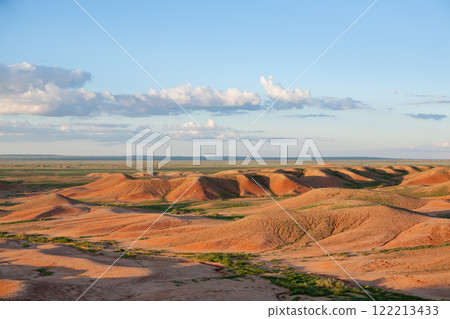 Red stupa rocks landscape, Mongolia. Gobi desert Red stupa rocks landscape, Mongolia. Gobi desert 122213433