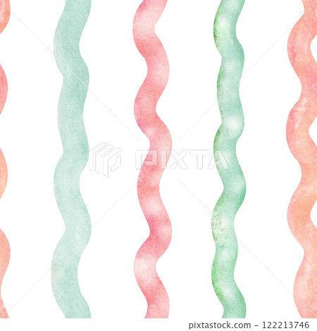 Striped Seamless pattern with pastel colours. Hand-drawn confectionery design with ribbed ideal for textiles, tablecloths, or kids bedroom decor. 122213746