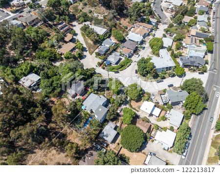 Aerial view above Hillcrest neighborhood in San Diego, California 122213817