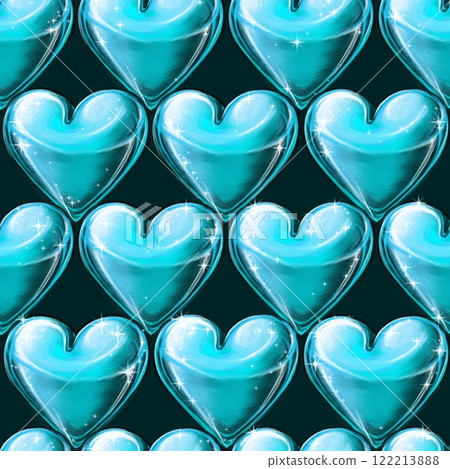Endless repeating texture with painted hearts for children's prints, lovers and valentine's day.  122213888