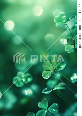 Close up of fresh green clover leaves 122214077
