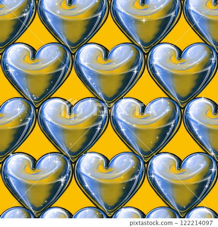 Seamless geometric pattern with painted hearts for children's prints, lovers and valentine's day. Seamless geometric pattern with painted hearts for children's prints, lovers and valentine's day. 122214097