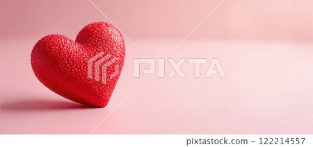 Valentine's Day Heart on a Soft Pink Background, for Romantic Cards and Love Holidays, Wide Banner Valentine's Day Heart on a Soft Pink Background, for Romantic Cards and Love Holidays, Wide Banner 122214557