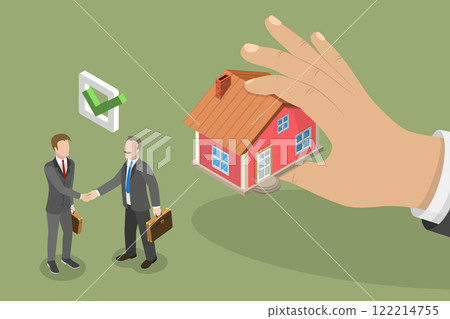 3D Isometric Flat Vector Illustration of Property Purchase Deal, Housing Market, Real Estate Investment 3D Isometric Flat Vector Illustration of Property Purchase Deal, Housing Market, Real Estate Investment 122214755