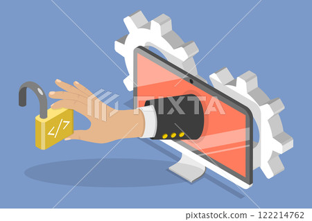 3D Isometric Flat Vector Illustration of Open Source Programming, Free Software 3D Isometric Flat Vector Illustration of Open Source Programming, Free Software 122214762