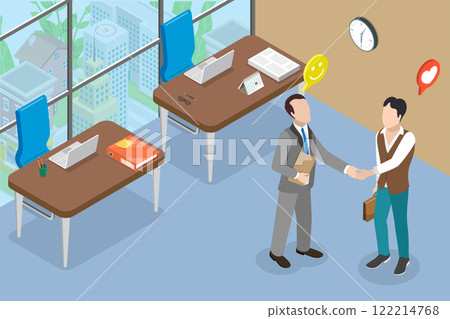 3D Isometric Flat Vector Illustration of Job Offer, A Person Obtaining Employment 122214768