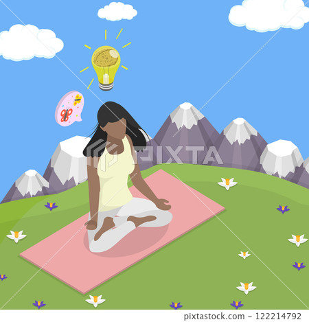 3D Isometric Flat Vector Illustration of Achieving Balance And Harmony In Mind And Body, Spiritual Practice 3D Isometric Flat Vector Illustration of Achieving Balance And Harmony In Mind And Body, Spiritual Practice 122214792