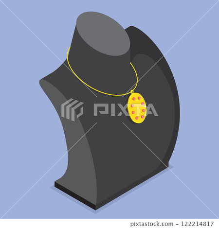 3D Isometric Flat Vector Illustration of Jewelry, Stylish Necklace 3D Isometric Flat Vector Illustration of Jewelry, Stylish Necklace 122214817