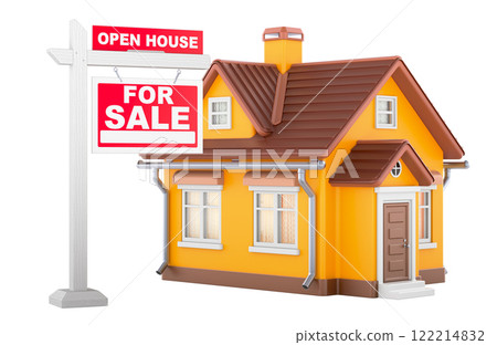 House with For Sale real estate sign, 3D rendering 122214832